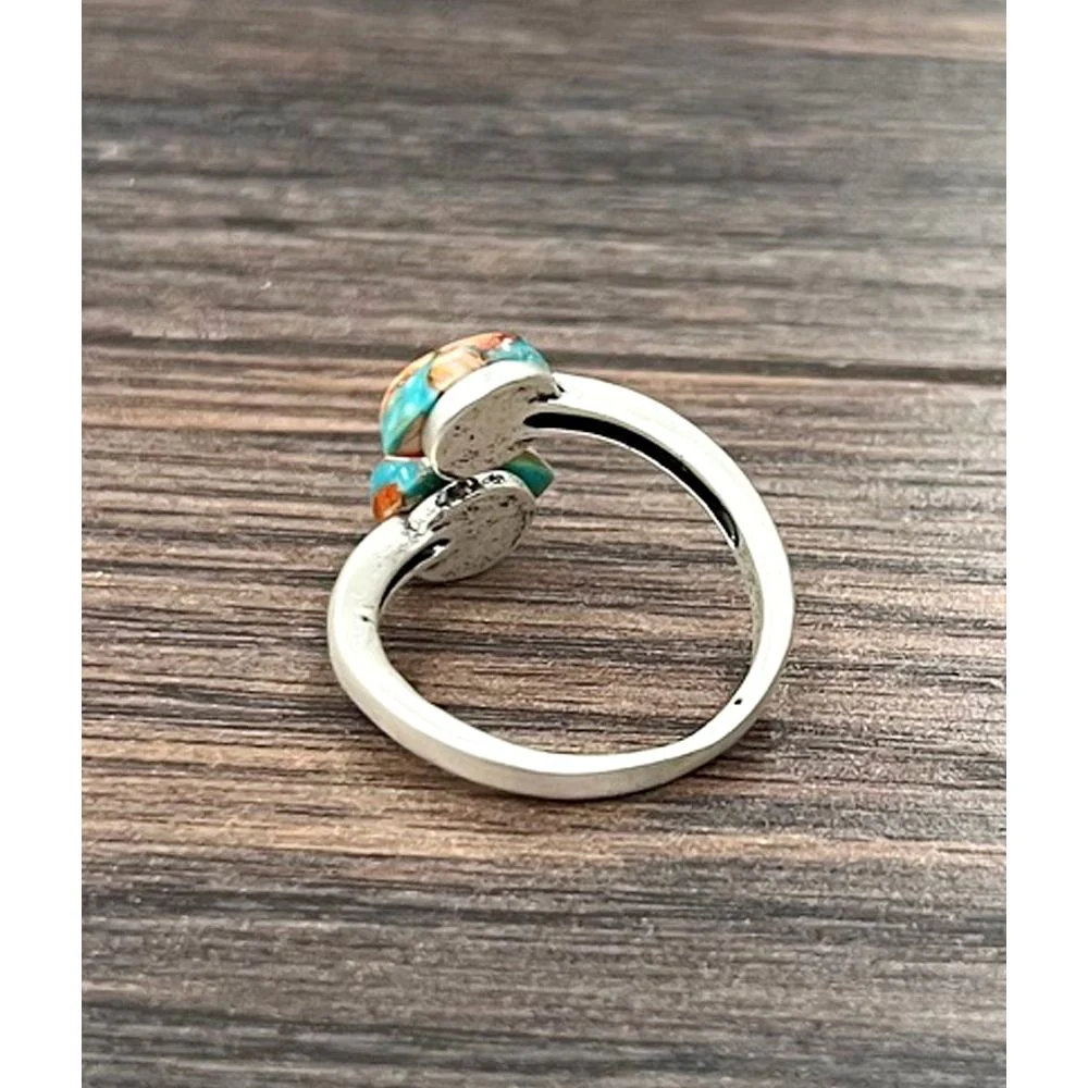Isac 12mm Drop Gemstone, Brass Adjustable Rings 750567 - Image 2