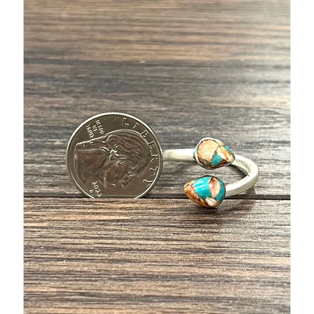 Isac 12mm Drop Gemstone, Brass Adjustable Rings 750567 - Image 3
