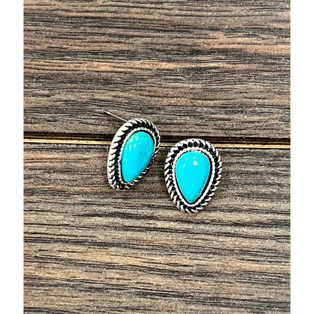 Women's Isac 12mm Drop Turquoise Stud Earrings 726452