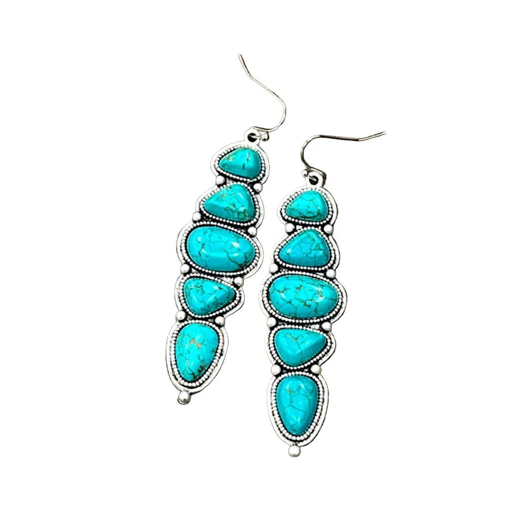 Isac 2.5" Long Navajo Turquoise Earrings 724240
