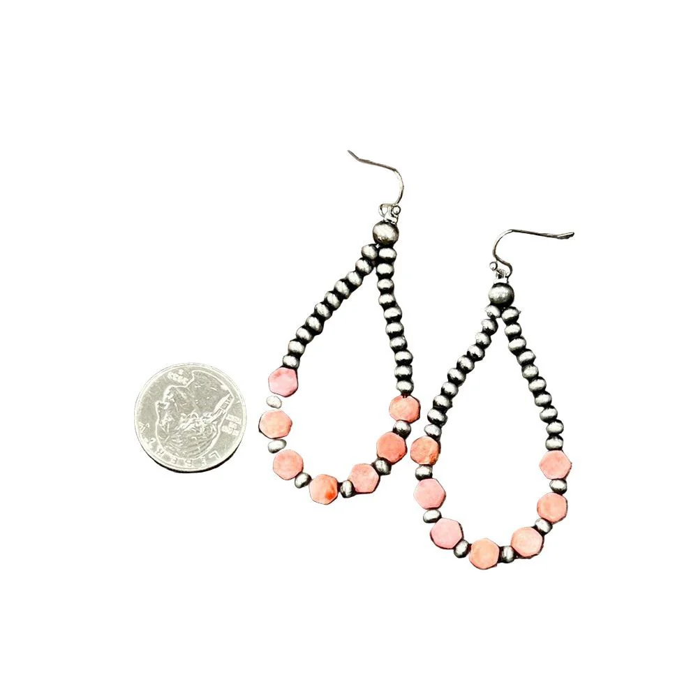 Isac 2.7" Long Handmade Navajo Hexa Gemstone Earrings 726260 - Image 2