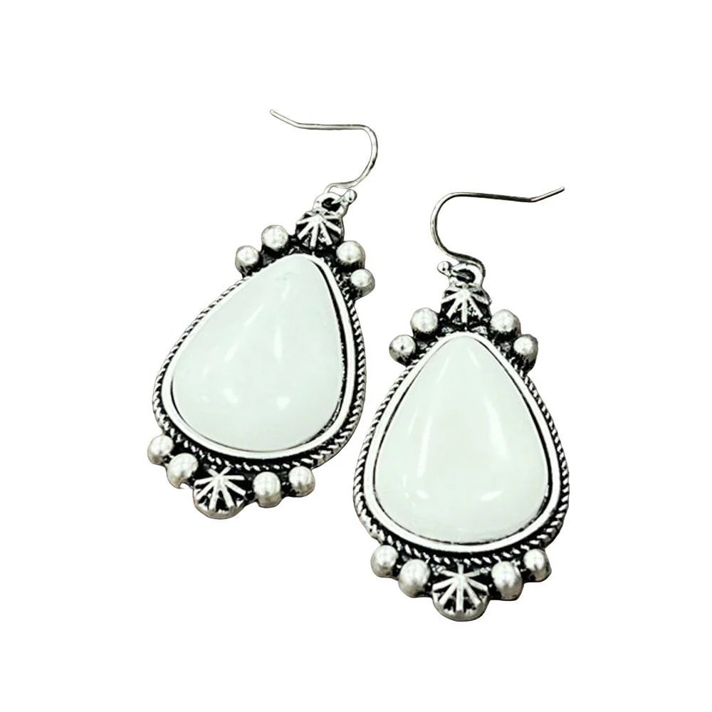 Isac 2" Long White Turquoise Earrings 721279