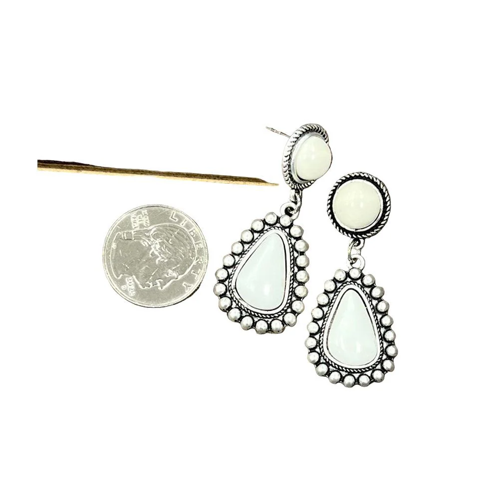 Isac 2" Long White Turquoise Post Earrings 726253 - Image 2