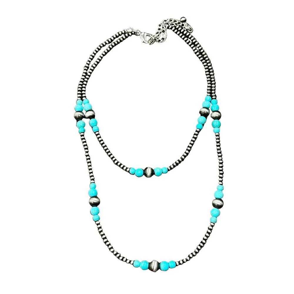 Isac 22-inch Navajo Bead Turquoise Neckline 736079