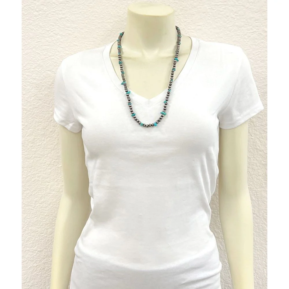 Women's Isac 26" Handmade 6mm Polish Navajo Turquoise Necklace 738050 - Image 3