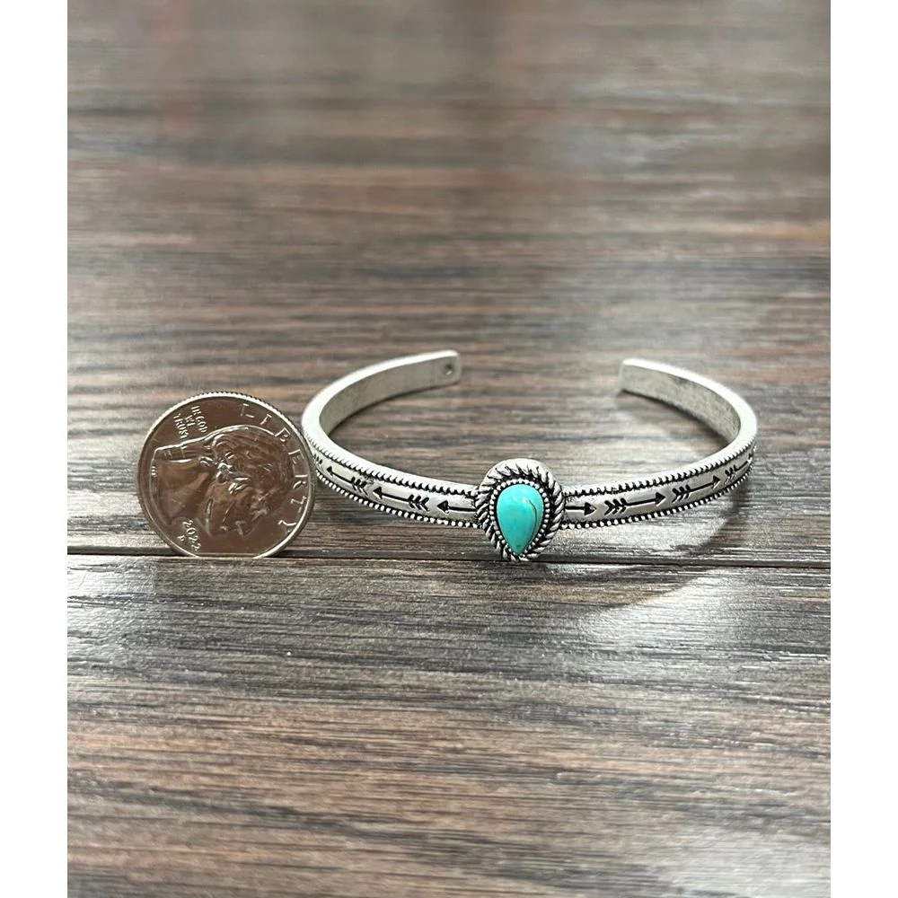 Women's Isac 6mm Drop Turquoise Cuff Bracelet 711349 - Image 3