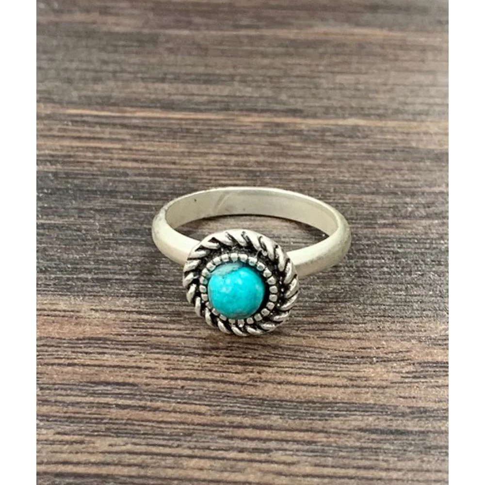 Isac 6mm Turquoise, Brass Adjustable Ring 750364-1