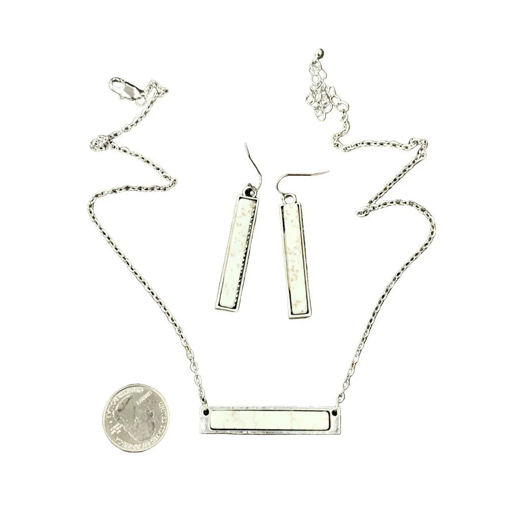 Isac Bar White Turquoise Necklace Earrings Set 732771 - Image 2