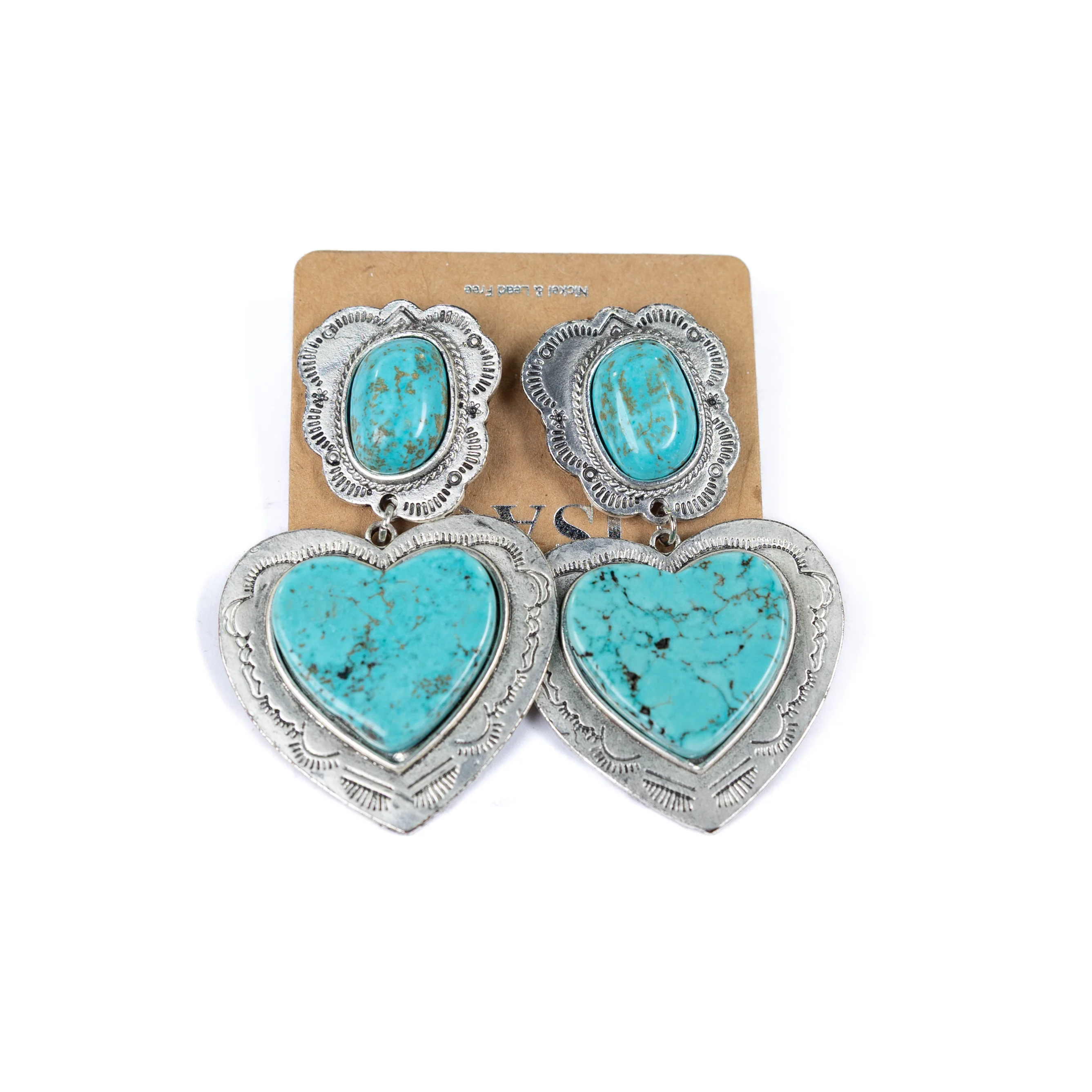 Isac Flat Top Heart Turquoise Post Earrings 722716