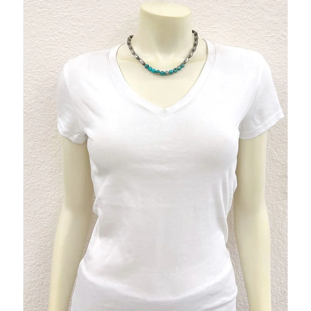 Isac Handmade 15" Elongated Navajo Gemstone Necklace 739660 - Image 3