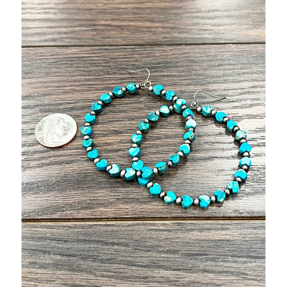 Women's Isac Handmade Heart Gemstone Hoop Earrings 723504 - Image 2