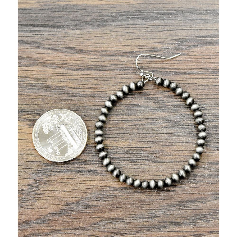Isac Handmade Navajo Bead Hoop Earrings 721221 - Image 2