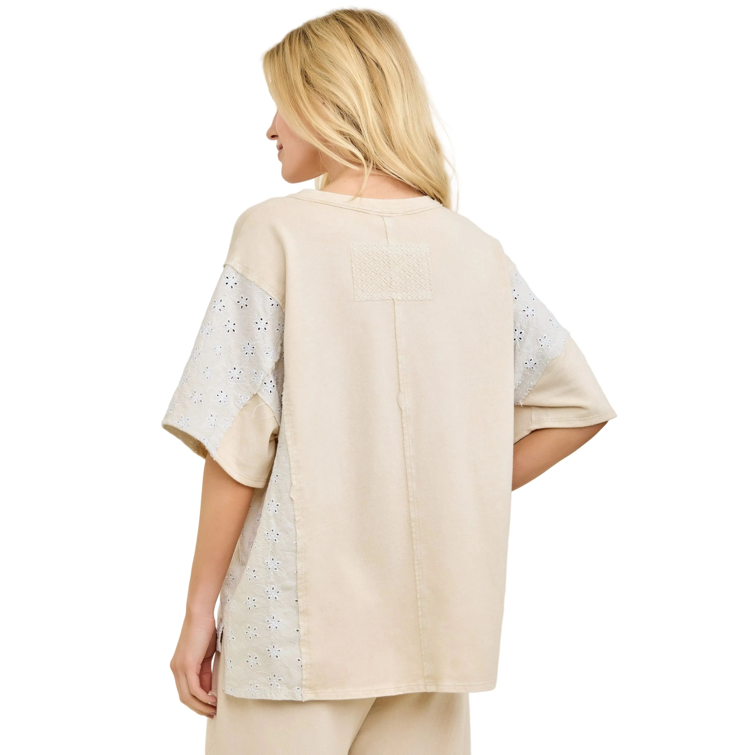Women's J. Her Natural Patchwork Blouse with Eyelet Lace - Image 7