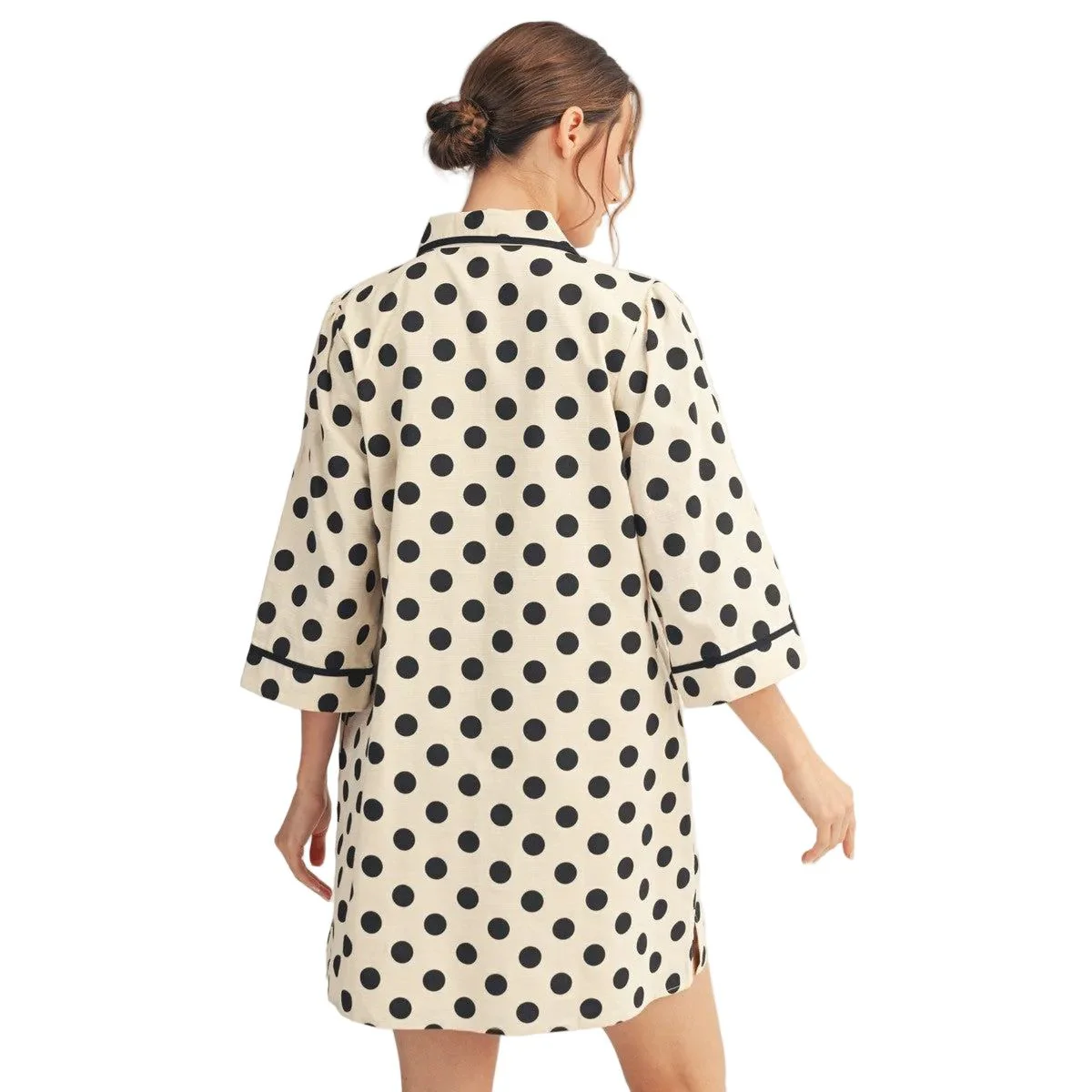Women's Jodifl Black and White Polka Dot Woven Dress - Image 2
