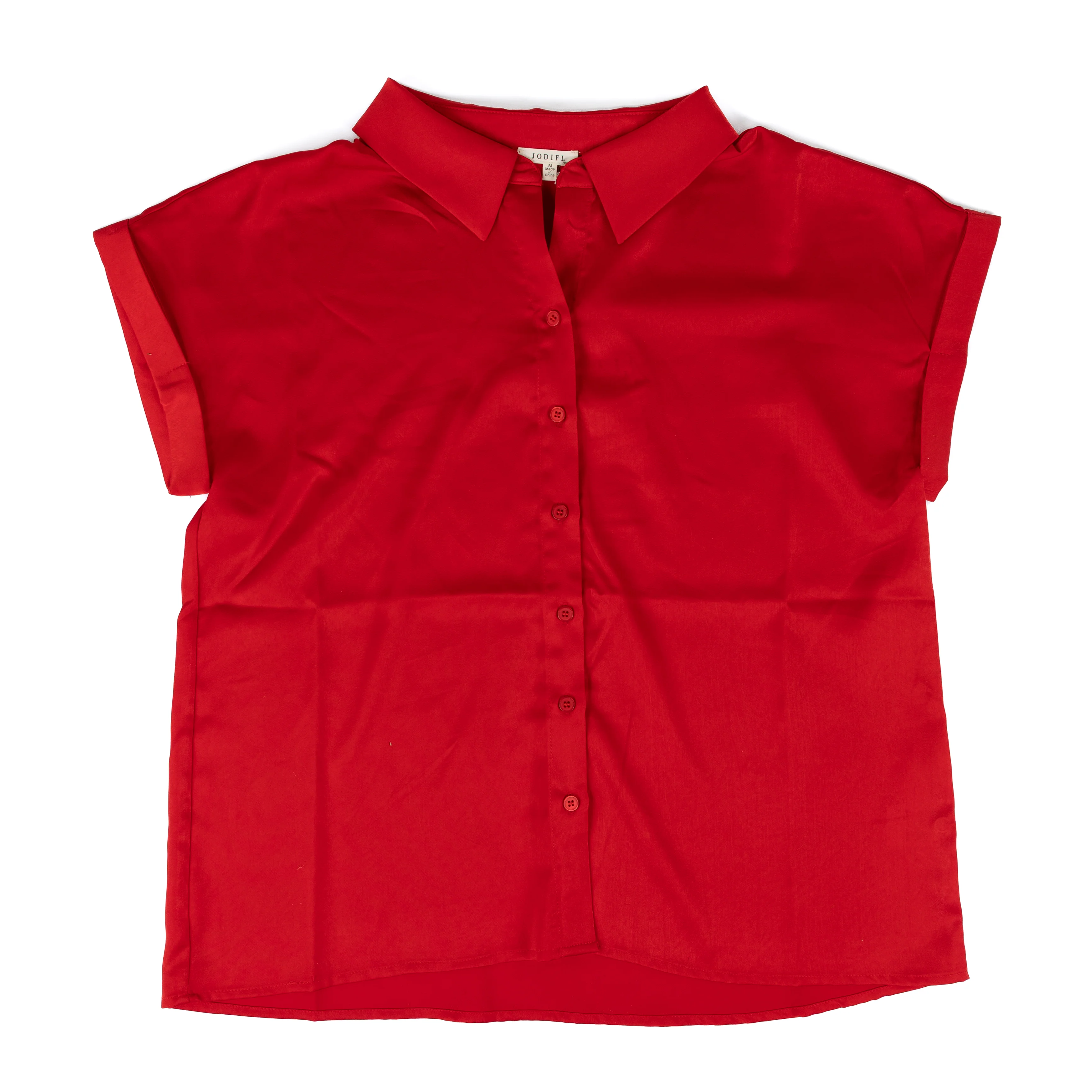 Women's Jodifl Short Sleeve Polyester Button Down Blouse - Image 3