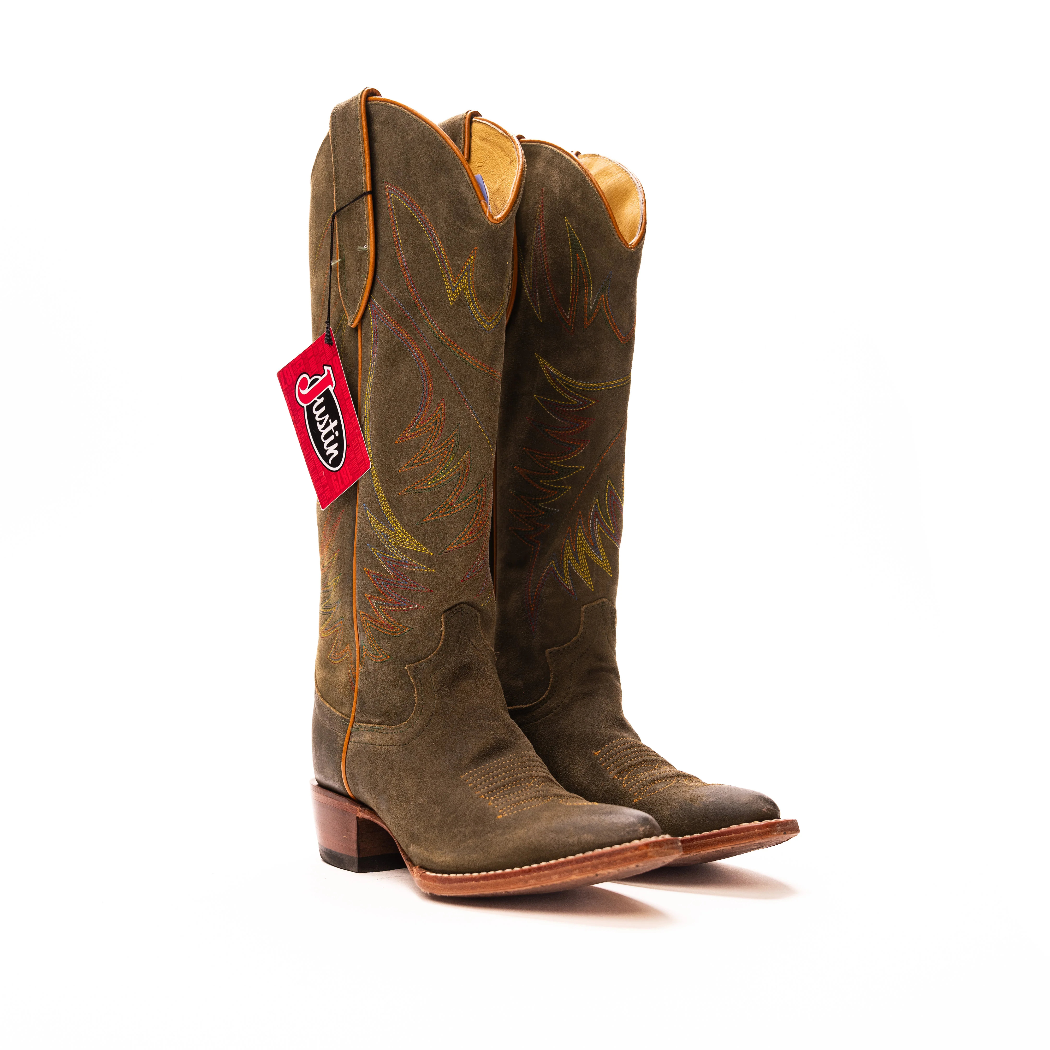 Women's Justin Clara Olive Round Toe Boots VN4465