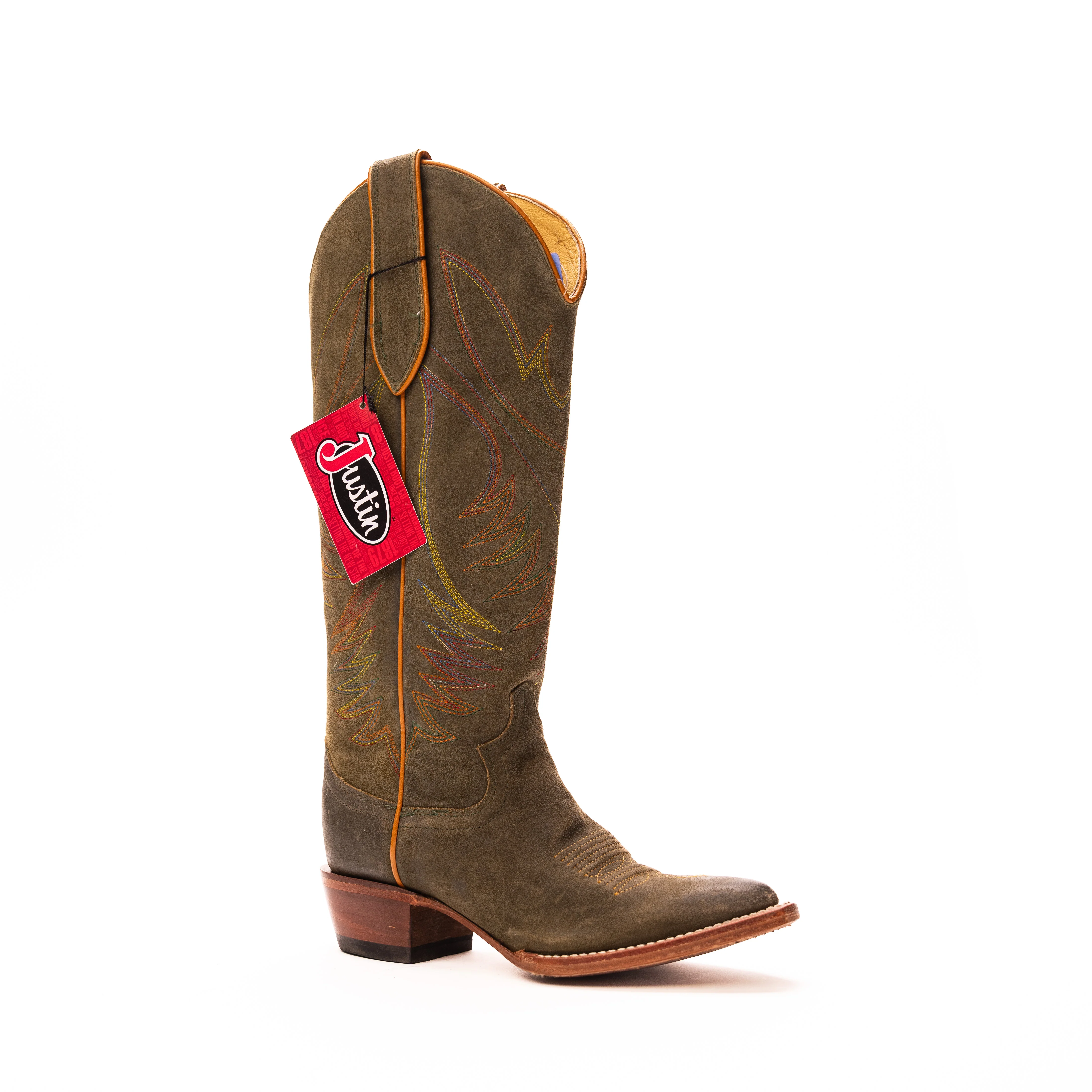 Women's Justin Clara Olive Round Toe Boots VN4465 - Image 2