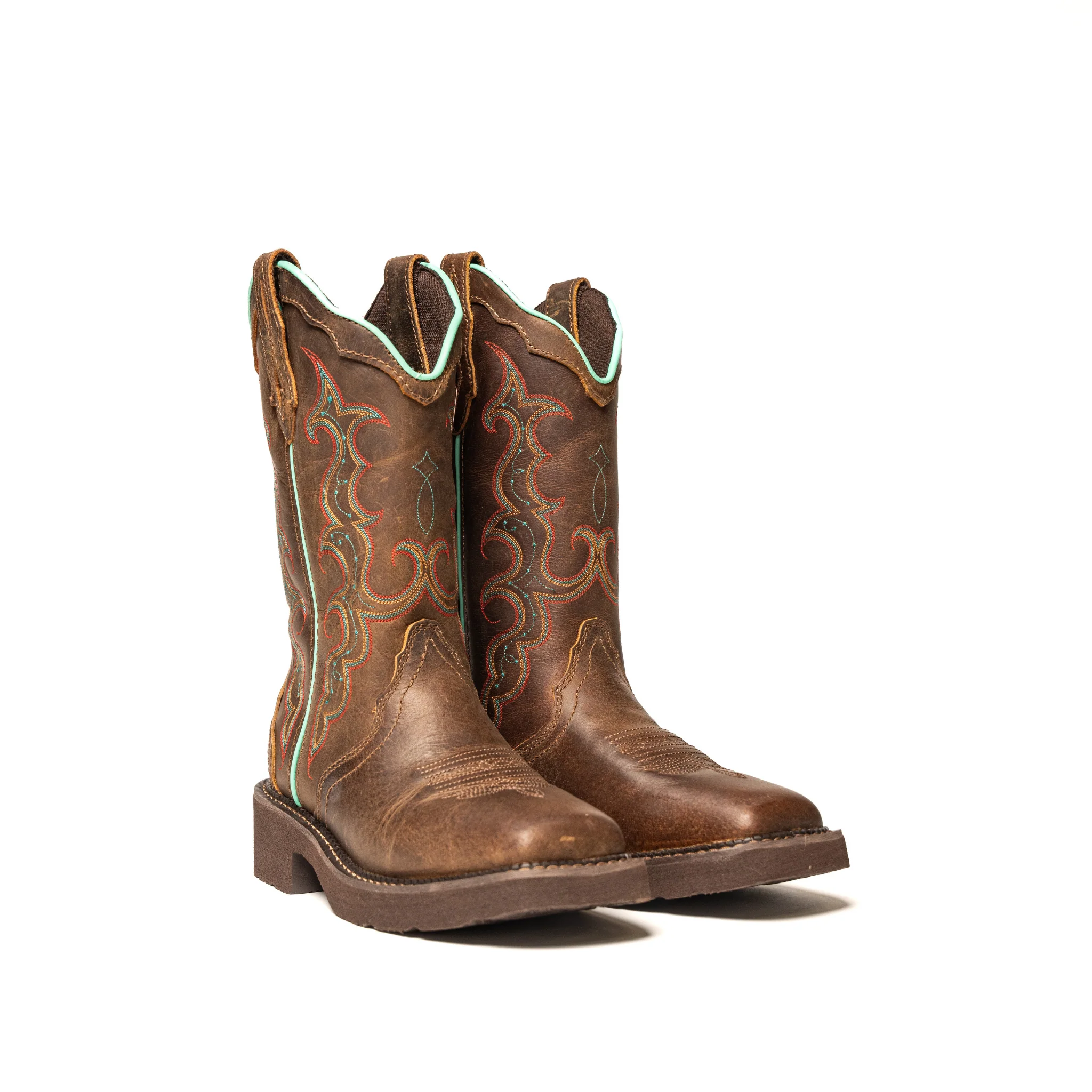 Women's Justin Raya Dark Brown Square Toe Boots GY2900