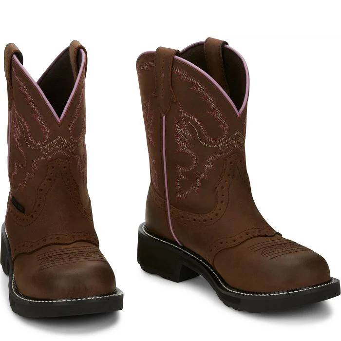 Women's Justin Wanette Waterproof Brown Steel Toe Boots GY9980 - Image 2