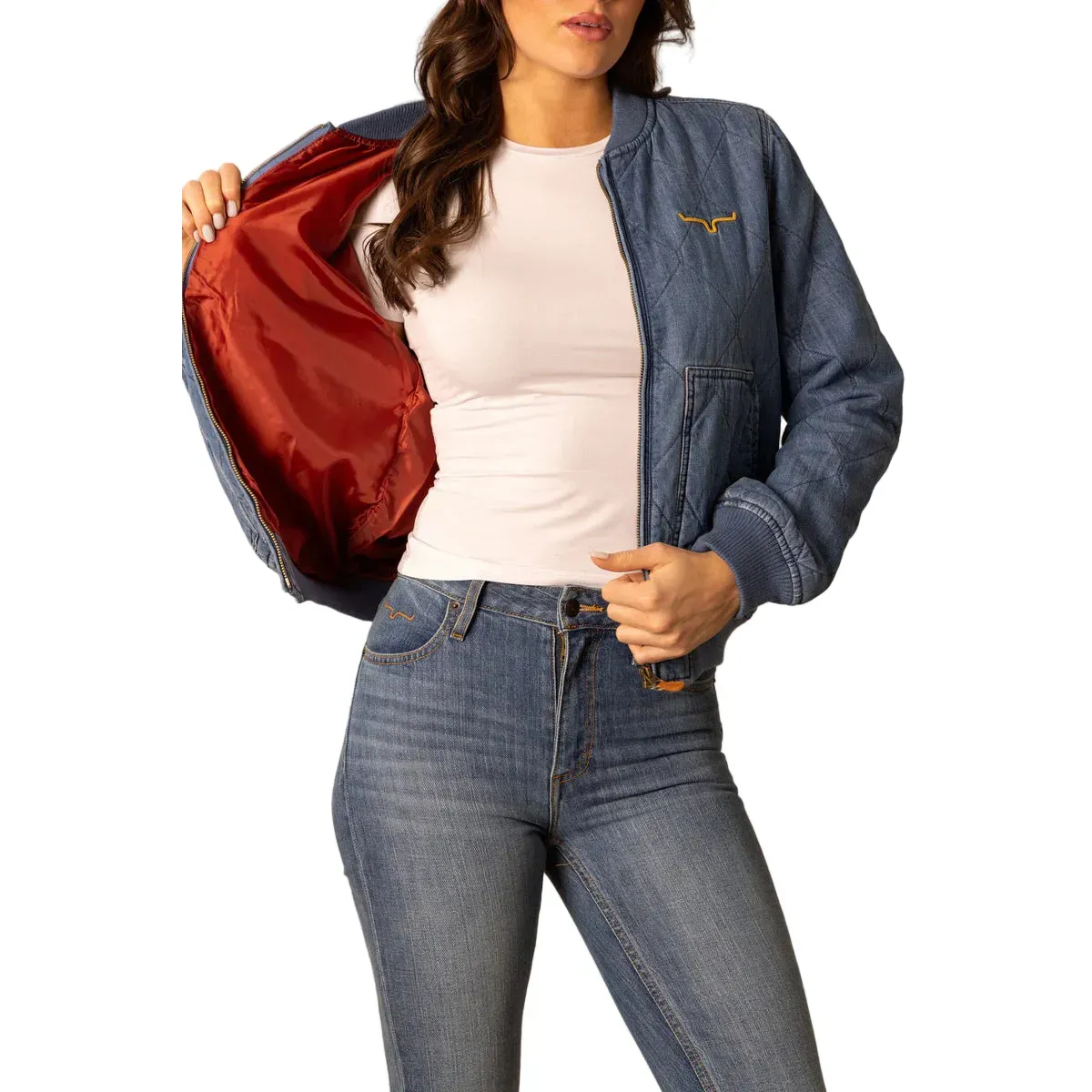 Women's Kimes Ranch Light Indigo Marino Bomber Jacket MARINOSBOMBER-BL061 - Image 3