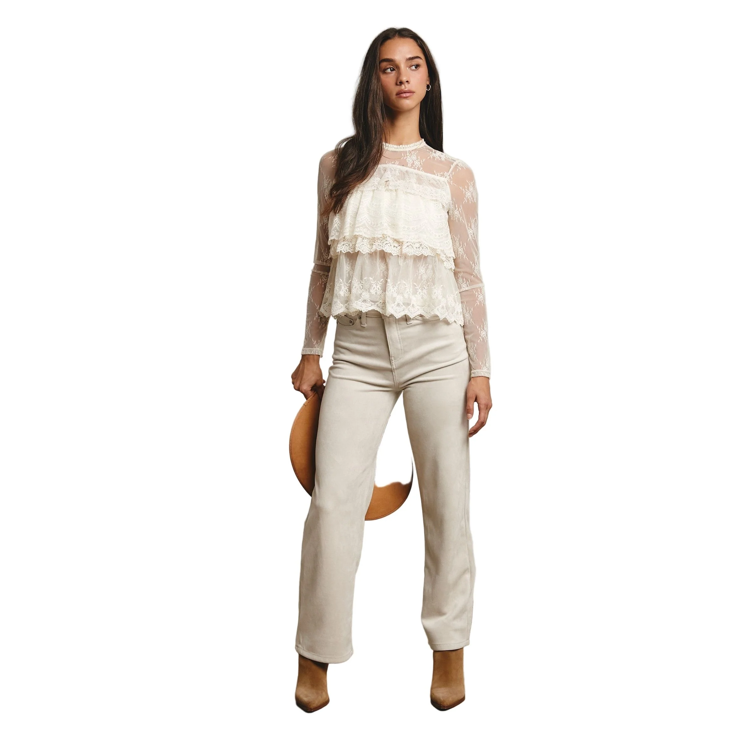 Women's Lace Ruffle Layering Blouse - Image 6