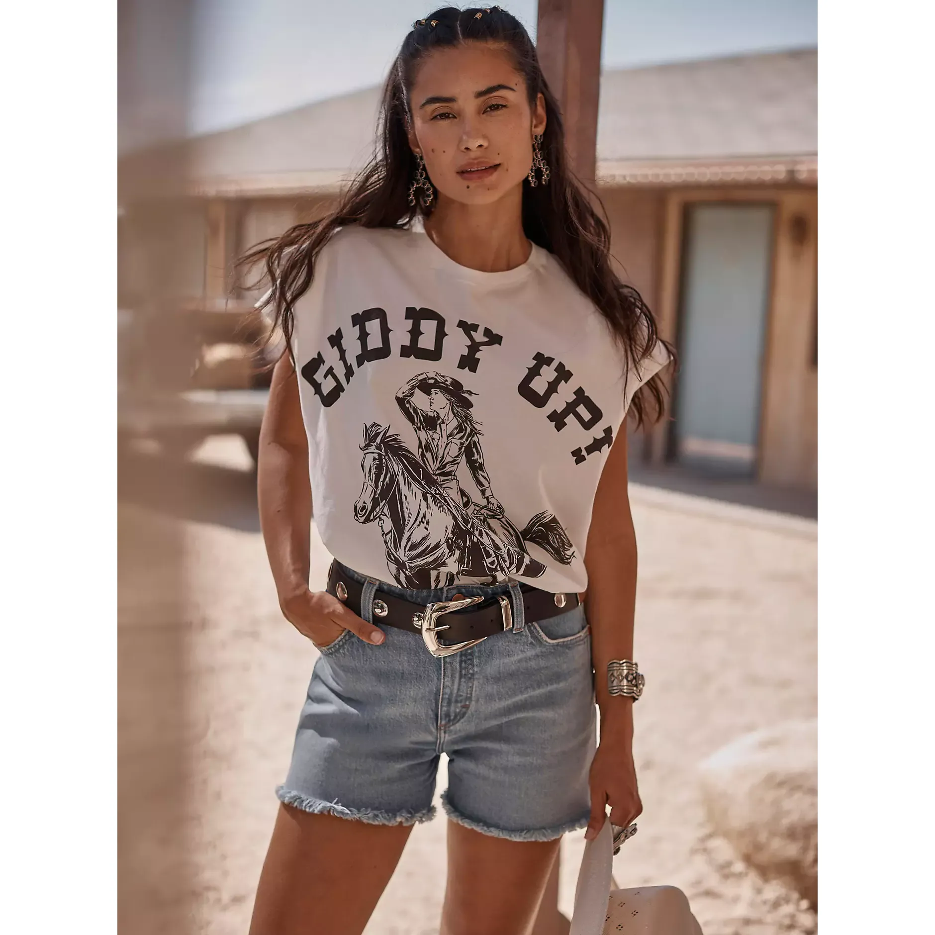 Women's Lainey Wilson x Wrangler Giddy Up Tee 112380496 - Image 5