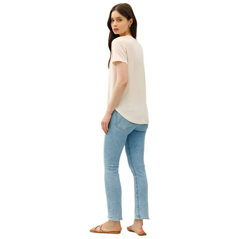 Women's Linen Basic V-Neck Short Sleeve T-shirt - Image 9