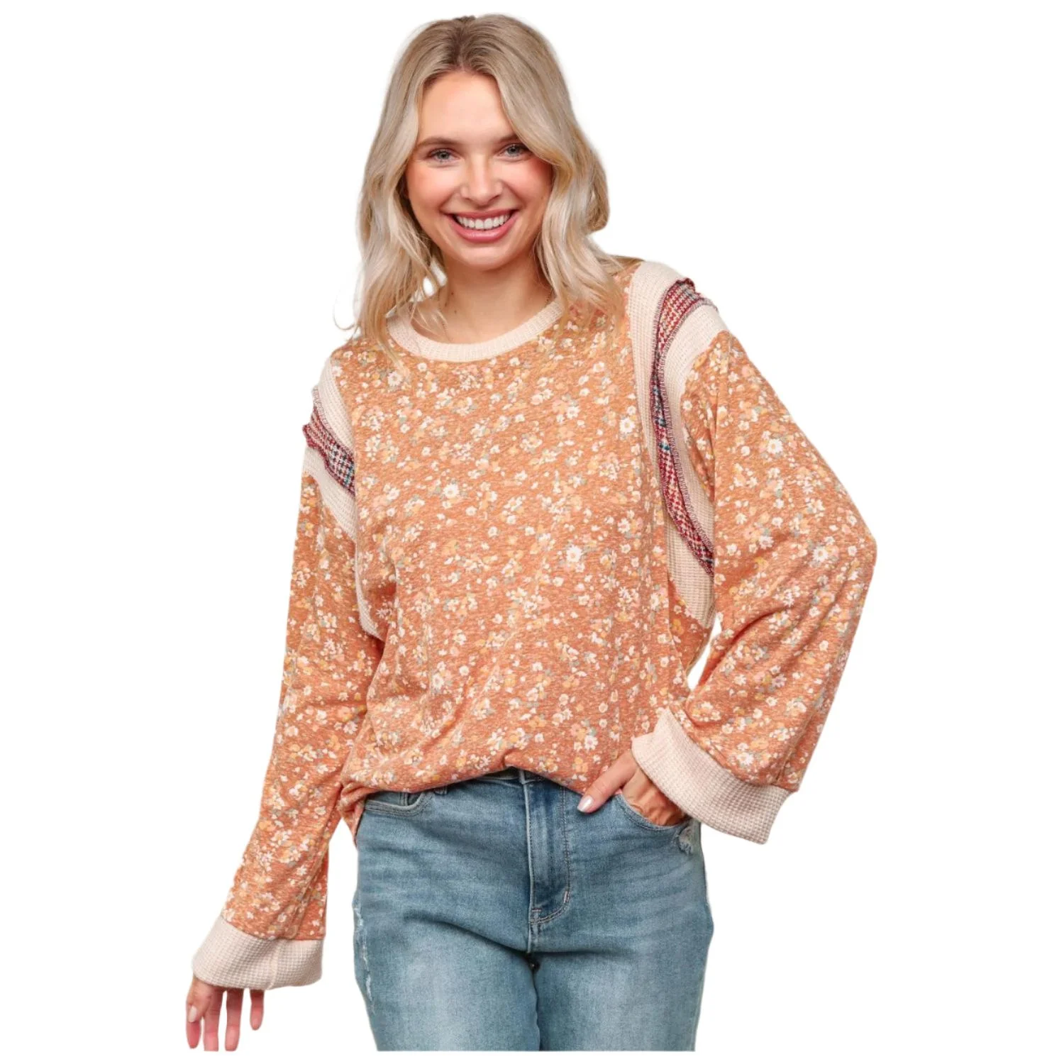 Women's Long Sleeve Color block Sweater - Image 6