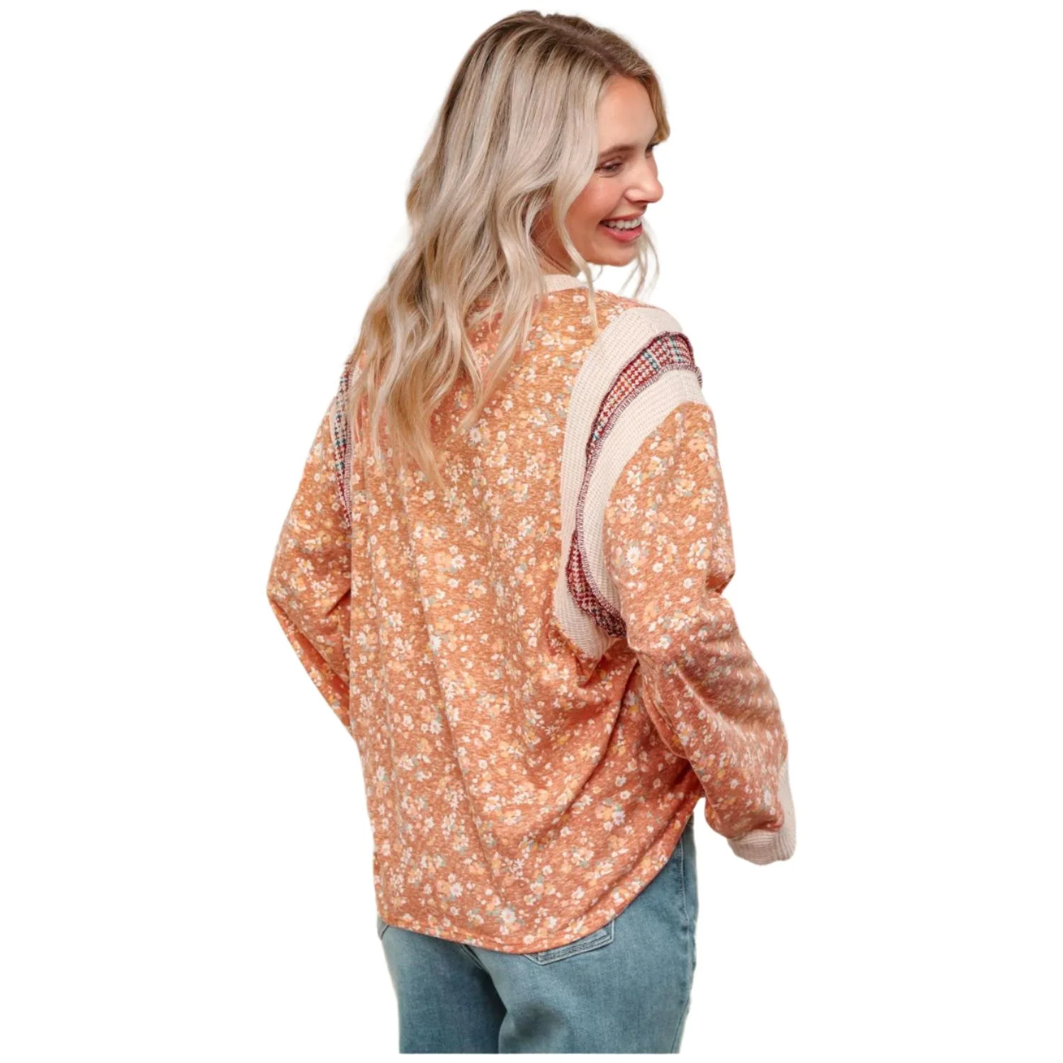 Women's Long Sleeve Color block Sweater - Image 8