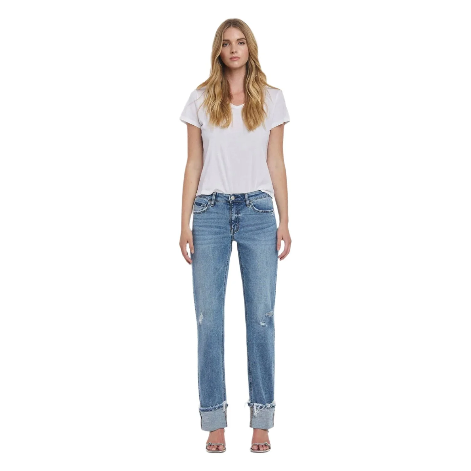 Women's Lovervet Mid Rise Cuffed Straight Jeans LV1504 - Image 3