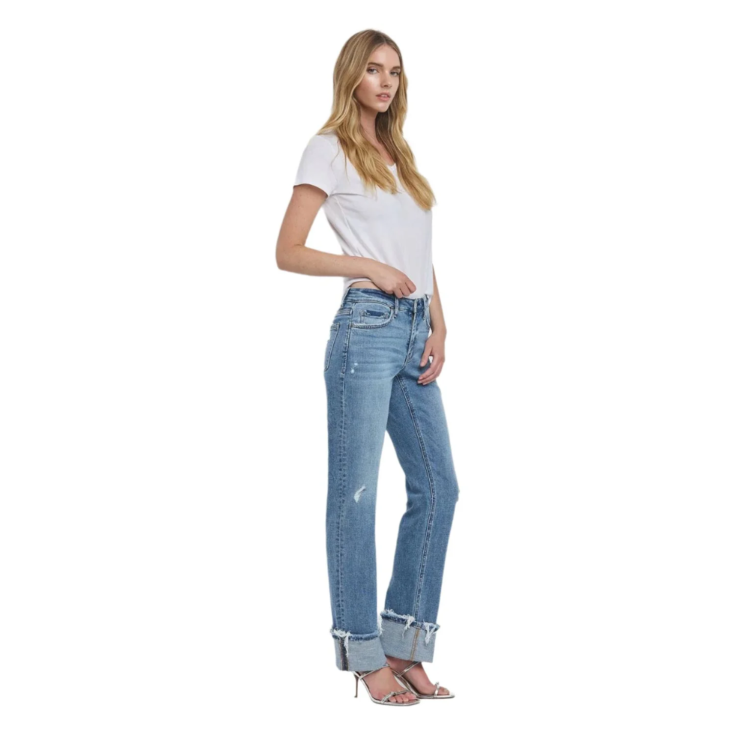 Women's Lovervet Mid Rise Cuffed Straight Jeans LV1504 - Image 6