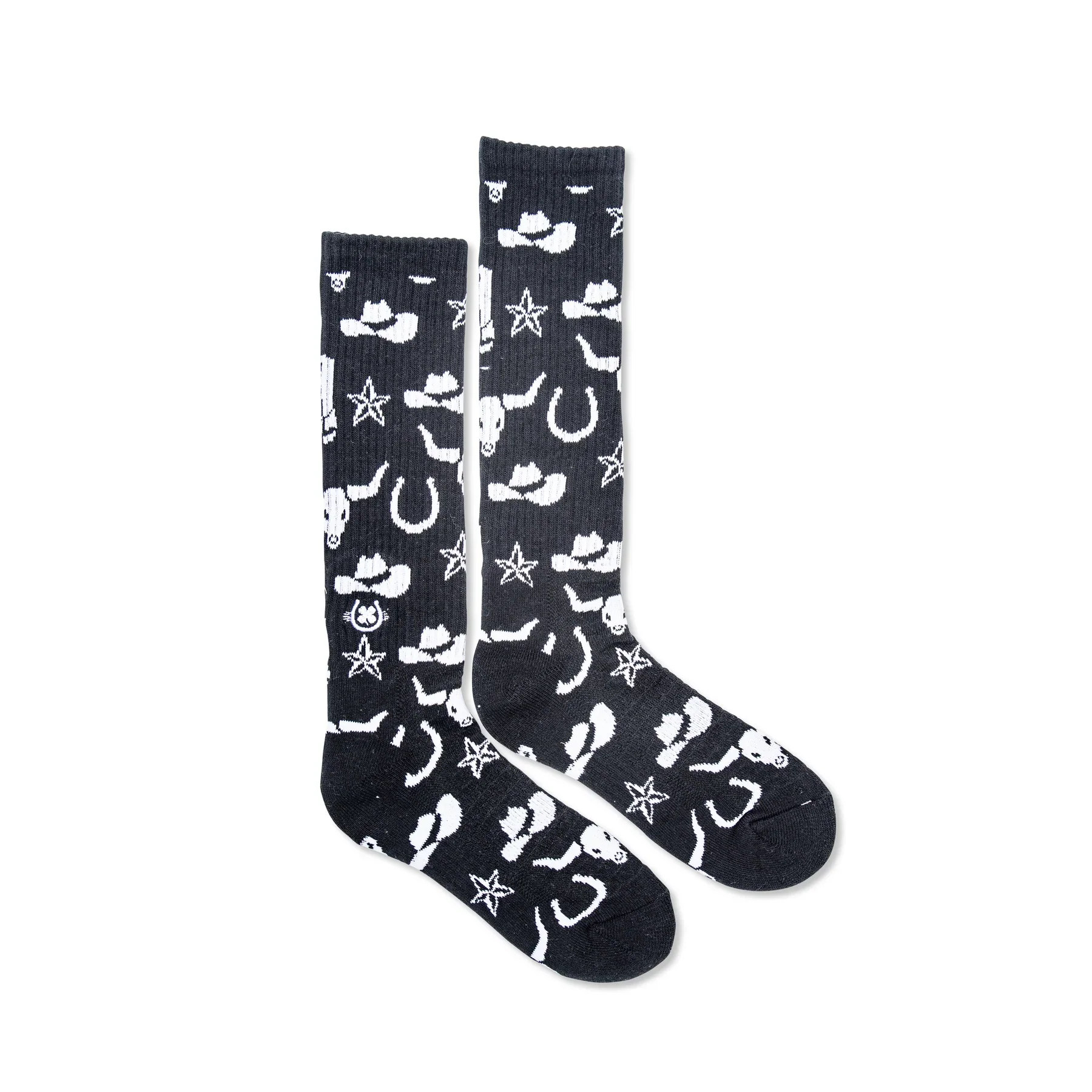 Women's Lucky Chuck Get Western Black And White Performance Boot Socks LC12-12148 - Image 2