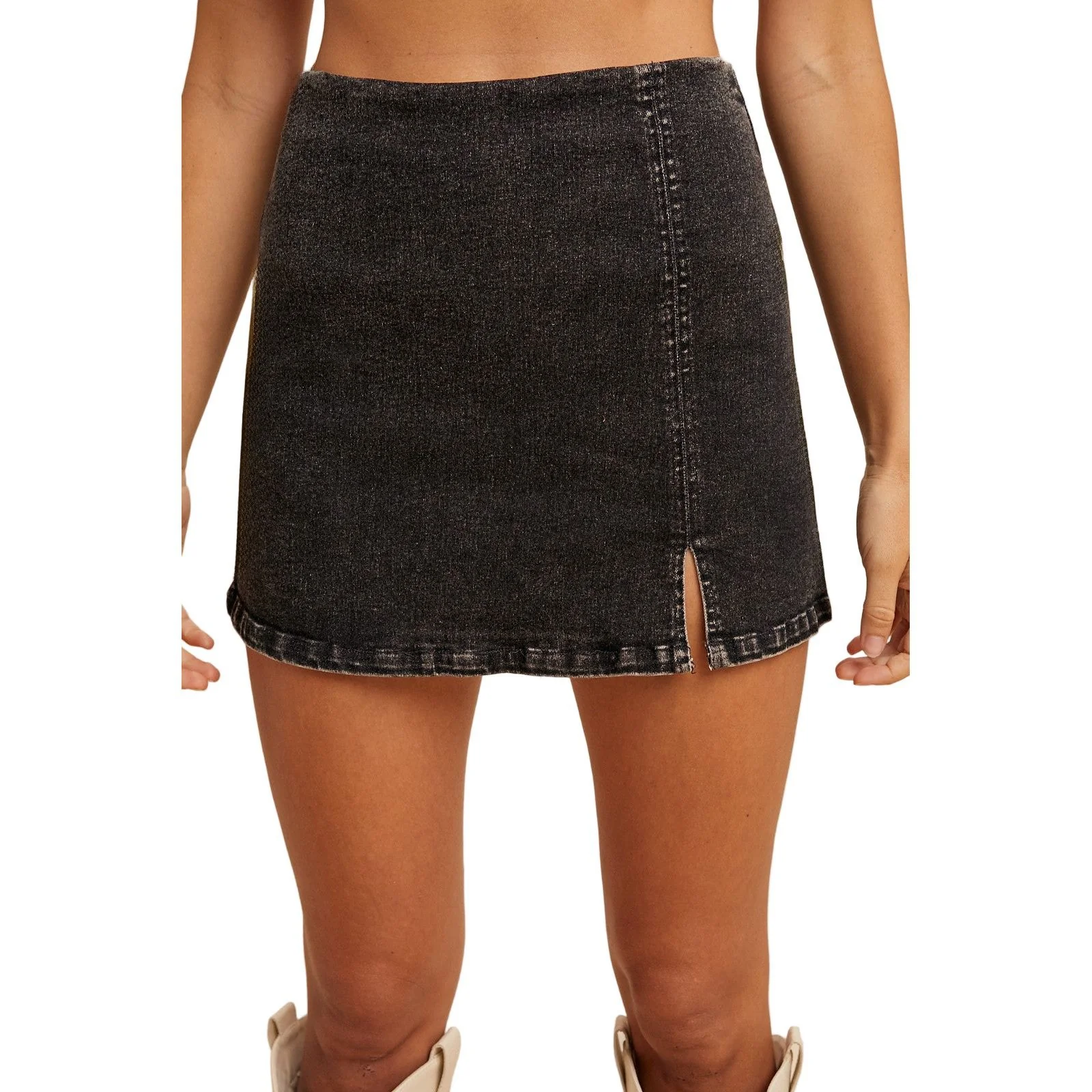 Women's Lyocell Blend Stretch Denim Slit Detail Skort