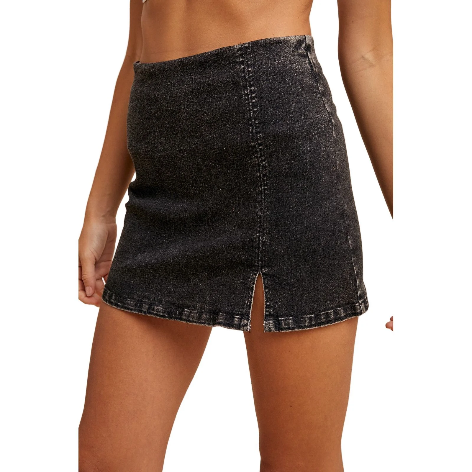 Women's Lyocell Blend Stretch Denim Slit Detail Skort - Image 2