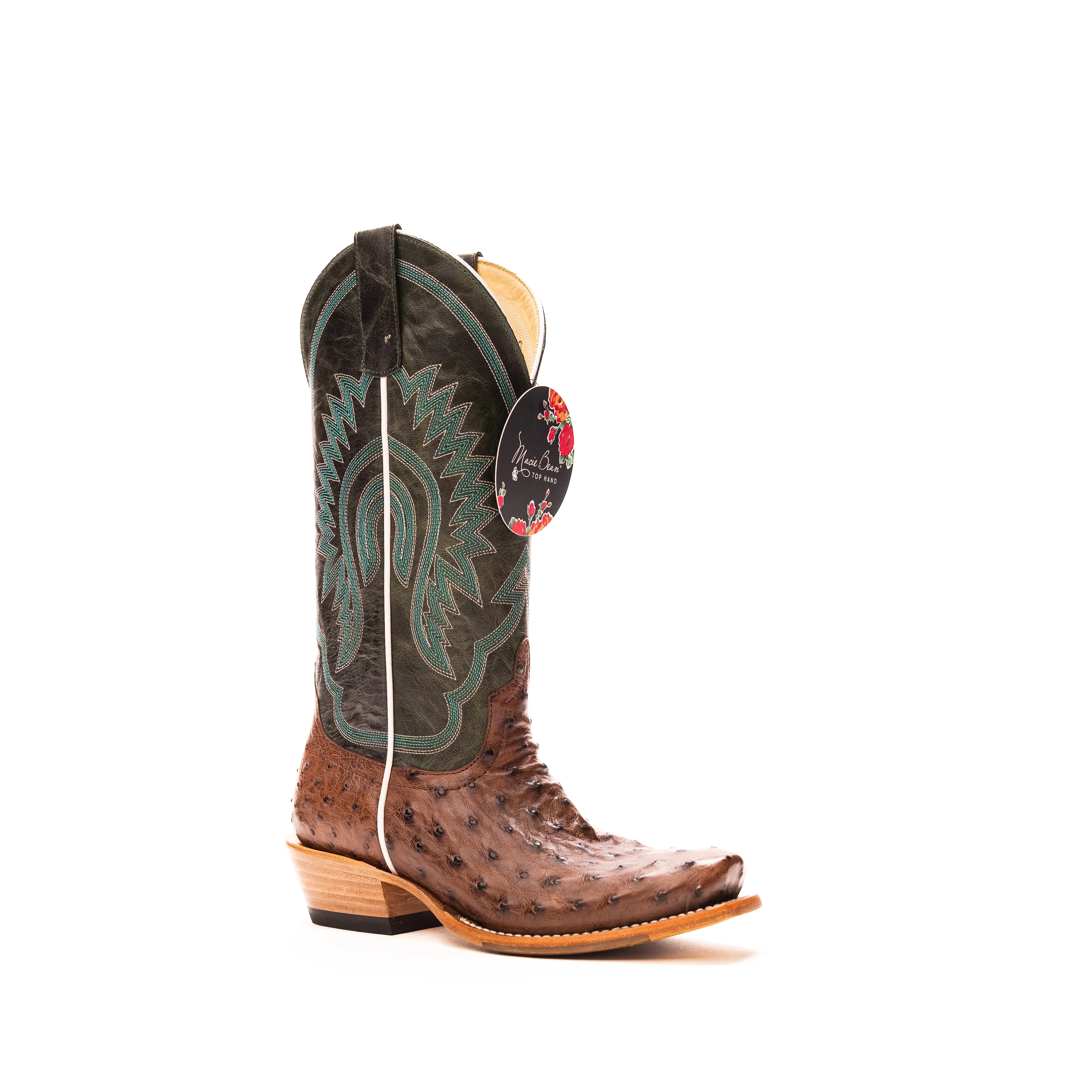 Women's Macie Bean Kango Tobacco Full Quill Ostrich Cutter Toe Boots M9502 - Image 2
