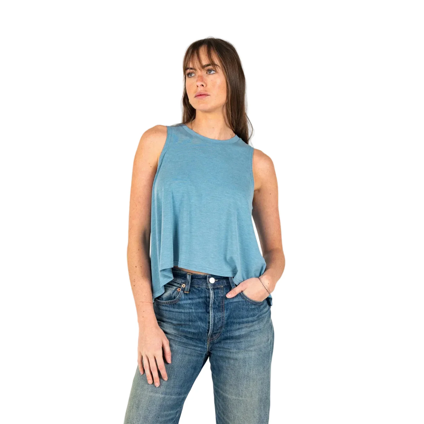 Women's Marsh Wear Blue Heaven Heather Buxton Crop Tank Top WWK5004-BLHH - Image 3