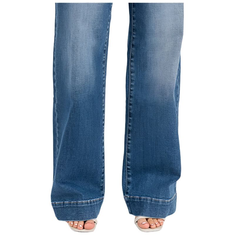 Women's Mid Rise Stretch Trouser Wide Leg Jeans - Image 5