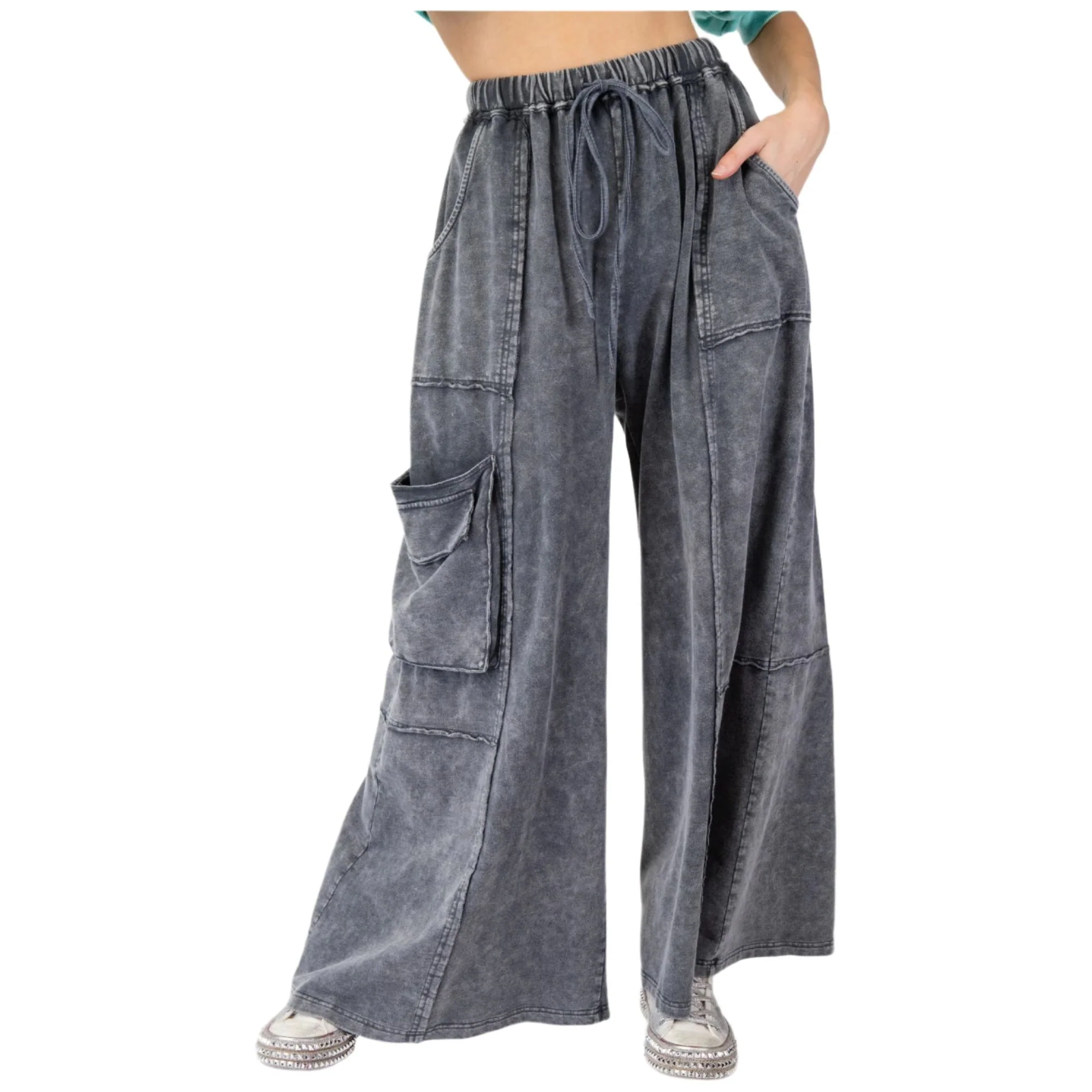 Women's Mineral Washed Terry Knit Pants EB90054