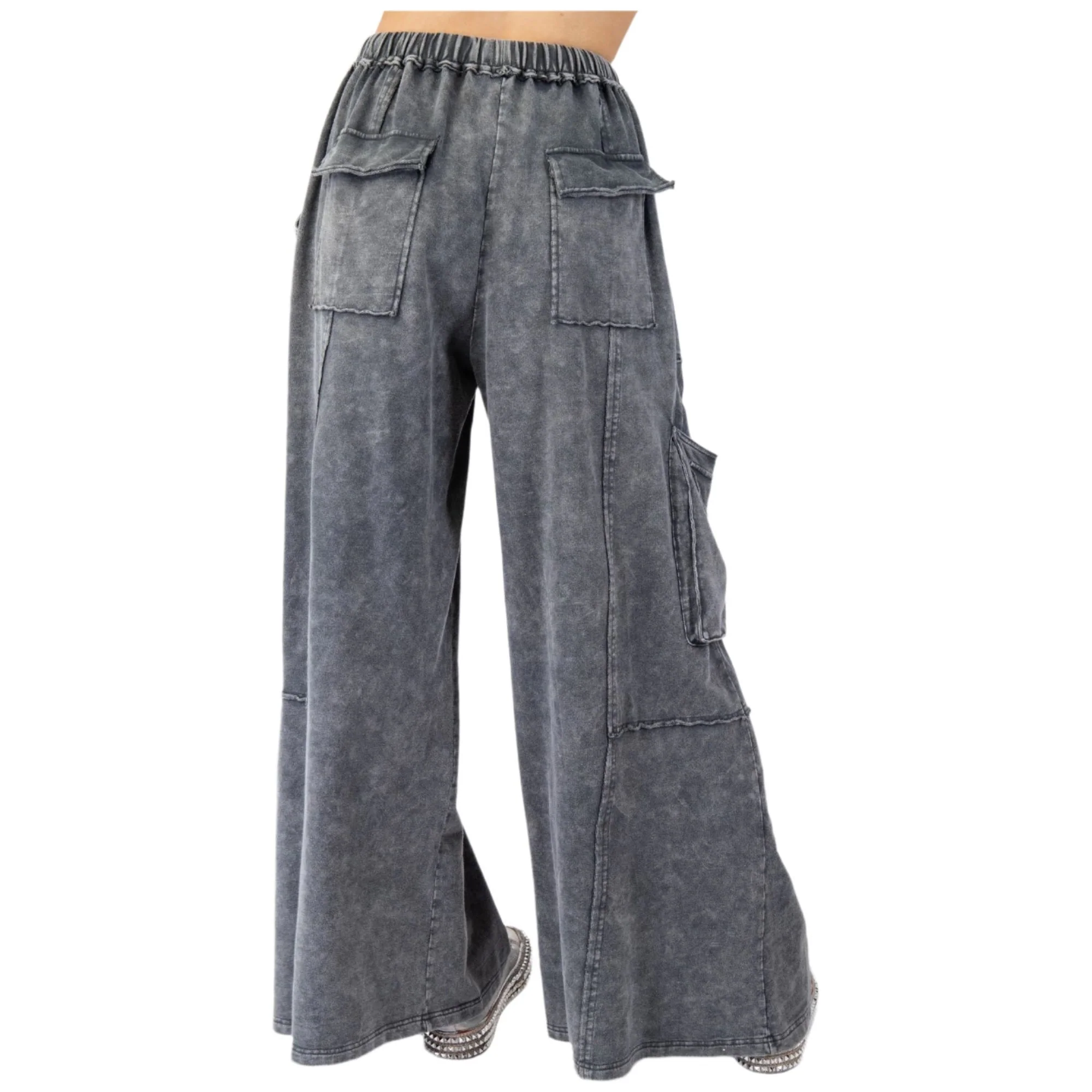 Women's Mineral Washed Terry Knit Pants EB90054 - Image 3