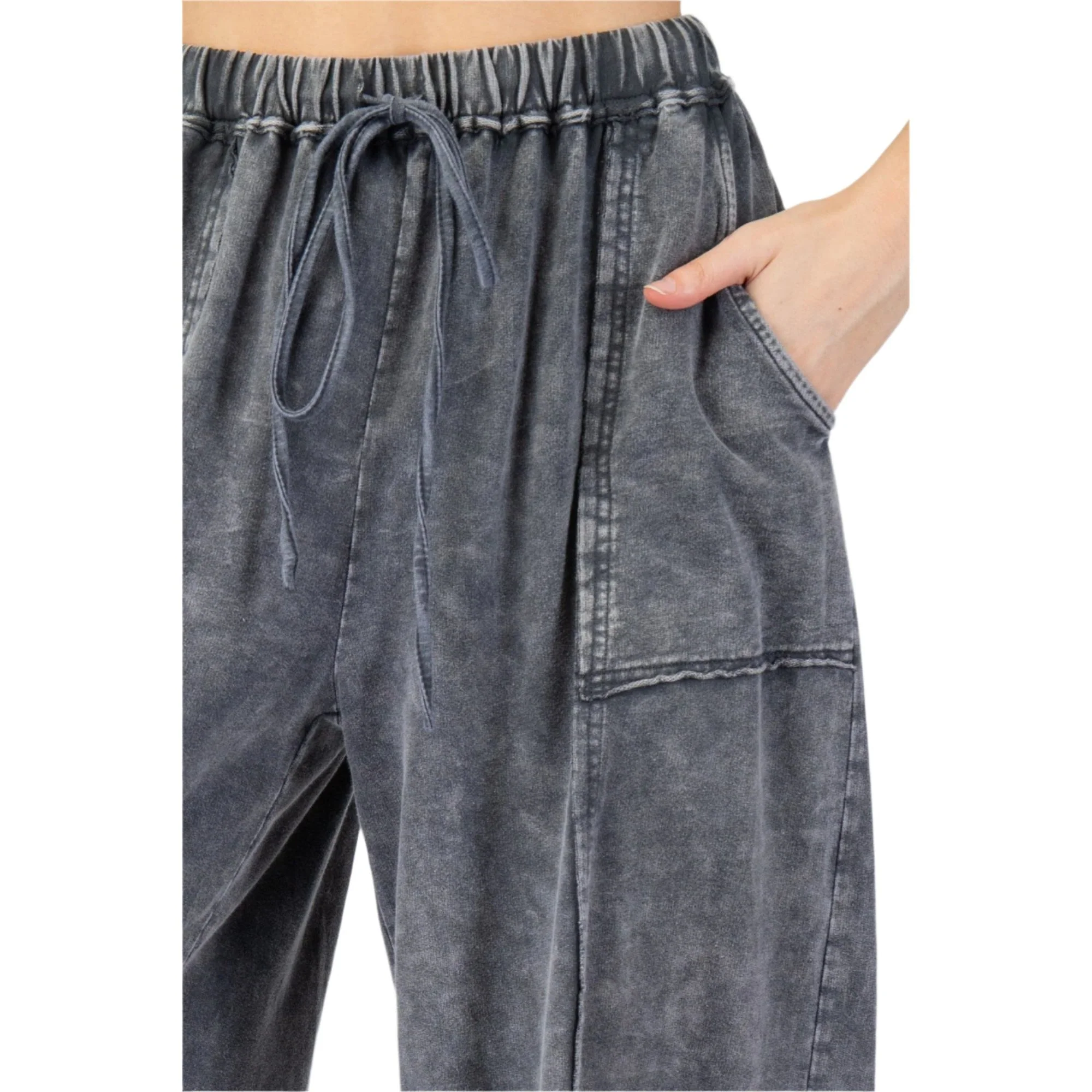 Women's Mineral Washed Terry Knit Pants EB90054 - Image 4
