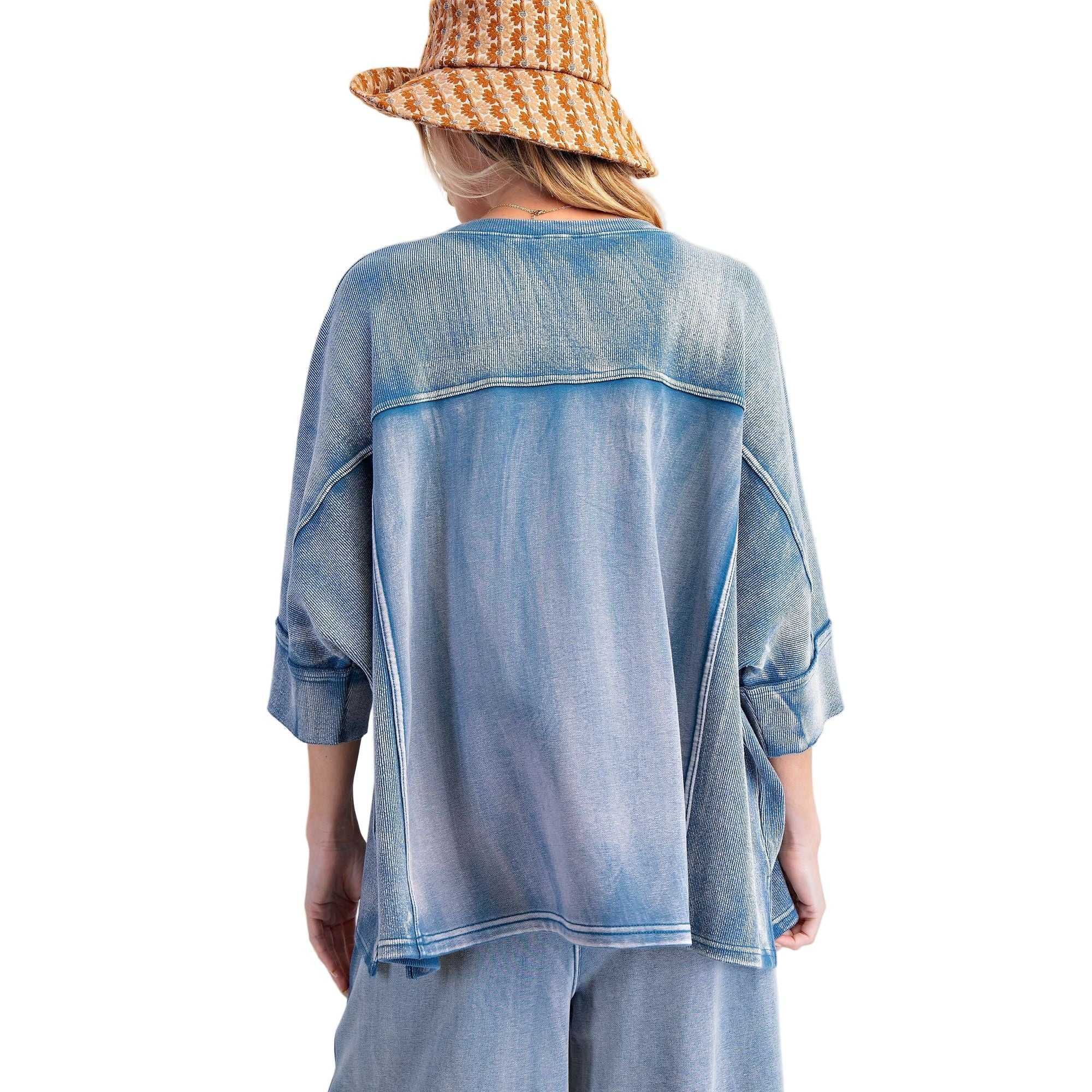 Women's Monkey Washed Terry Knit Top ET28470 - Image 5