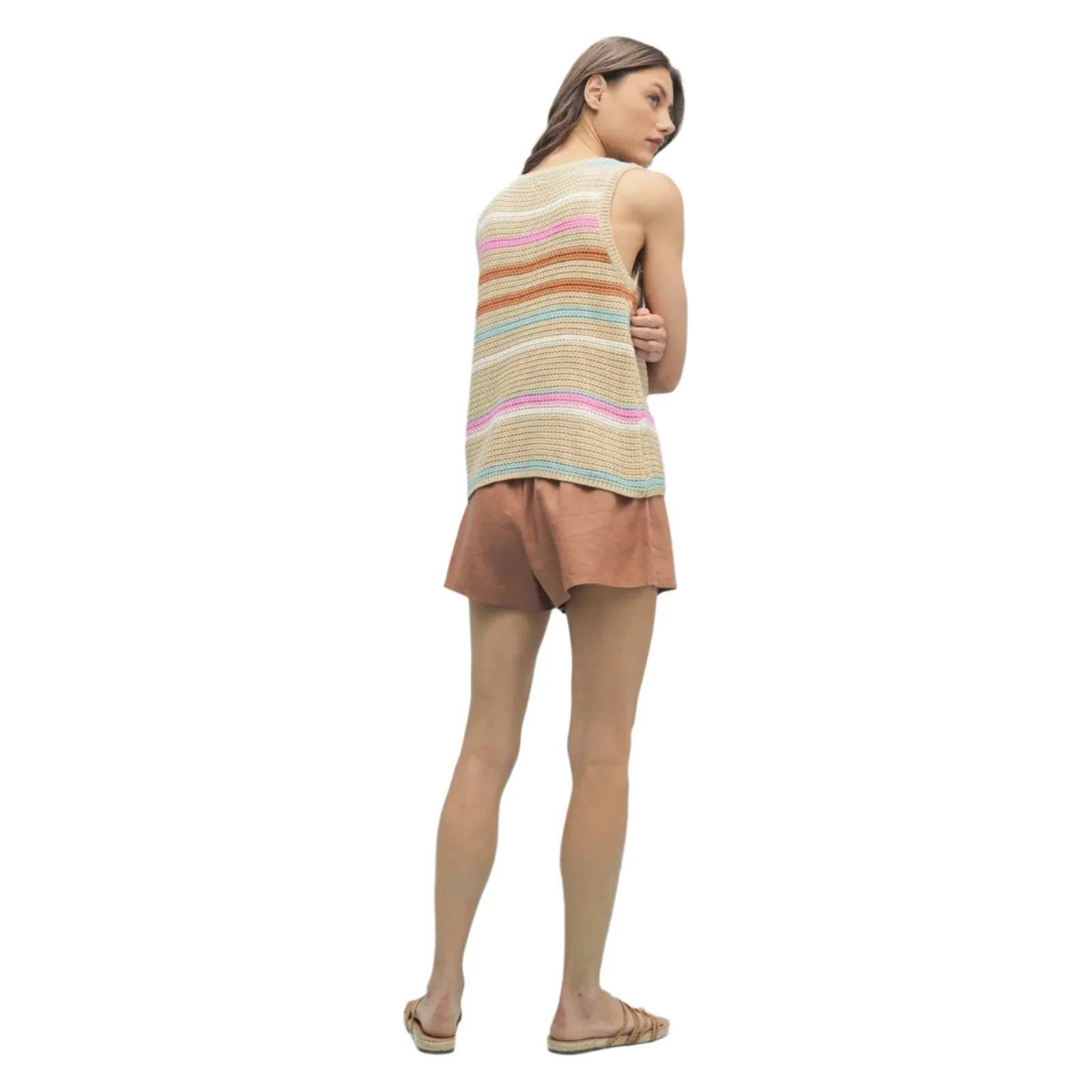 Women's Multi-color Striped Sweater Tank - Image 5
