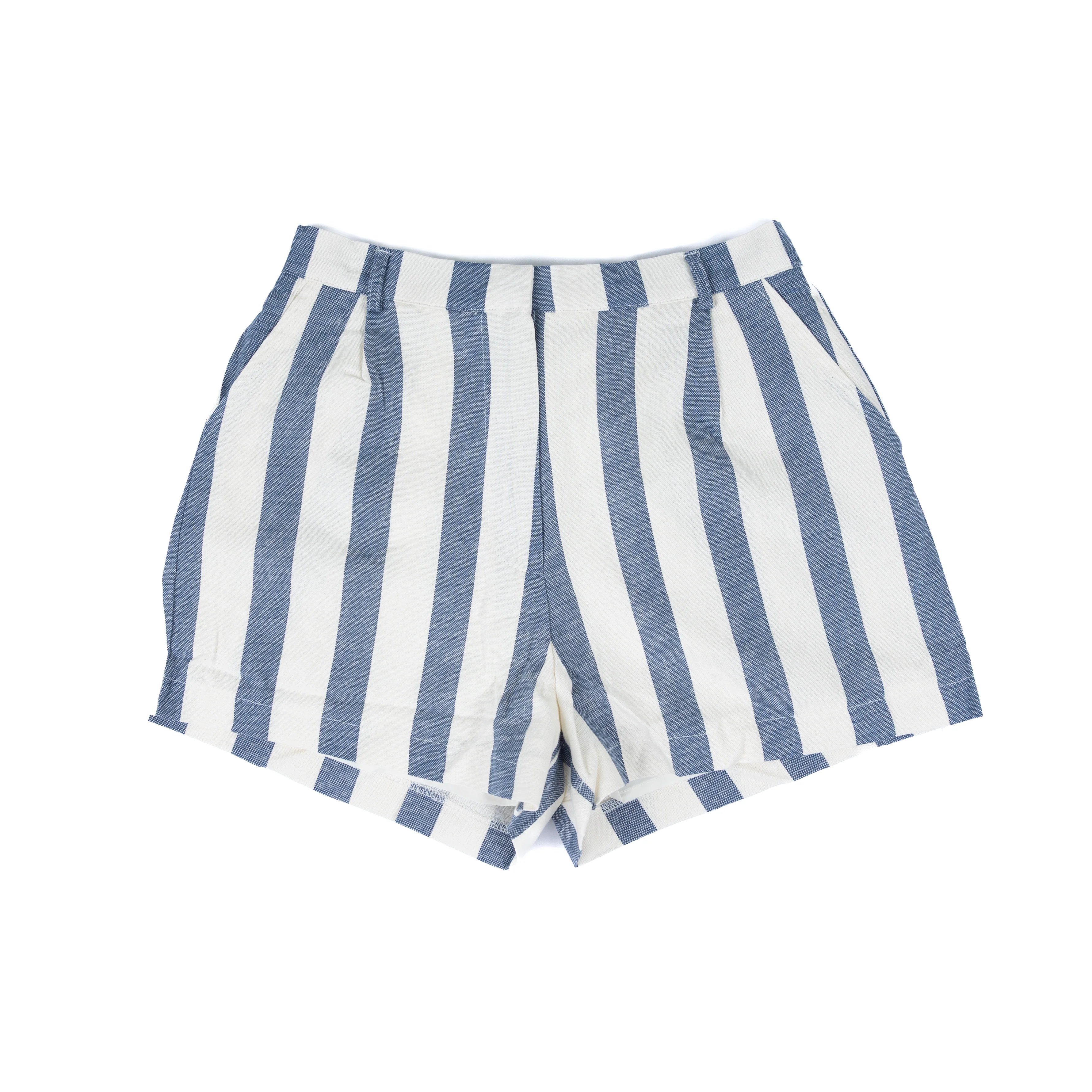Women's Navy and White Linen Shorts