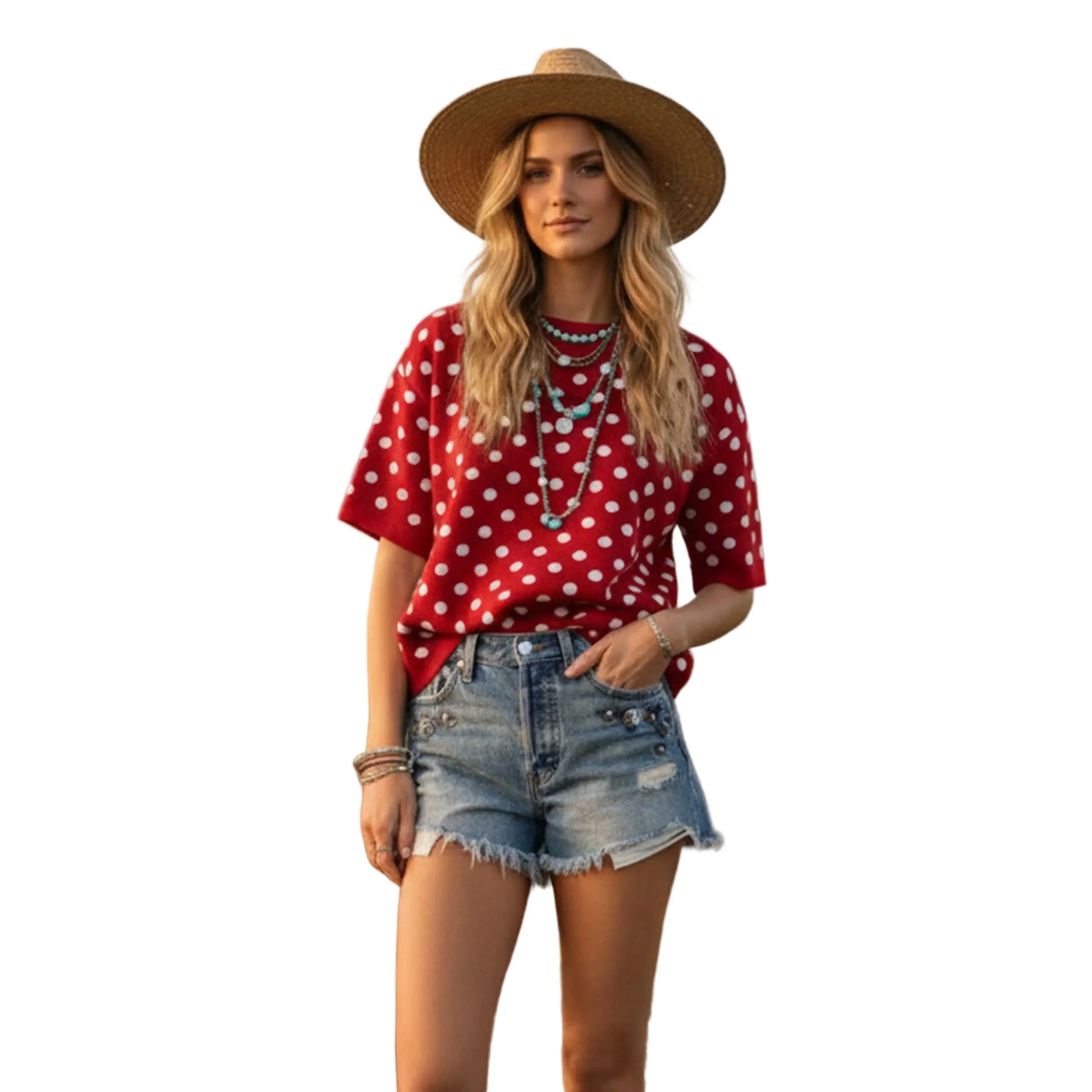 Women's Oversized Polka Dot Sweater Top - Image 4