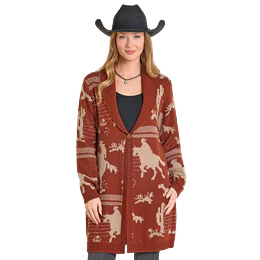 Women's Panhandle Cowboy Print Button Cardigan DW95C06879-90