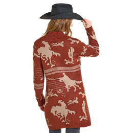 Women's Panhandle Cowboy Print Button Cardigan DW95C06879-90 - Image 2