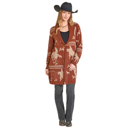 Women's Panhandle Cowboy Print Button Cardigan DW95C06879-90 - Image 4