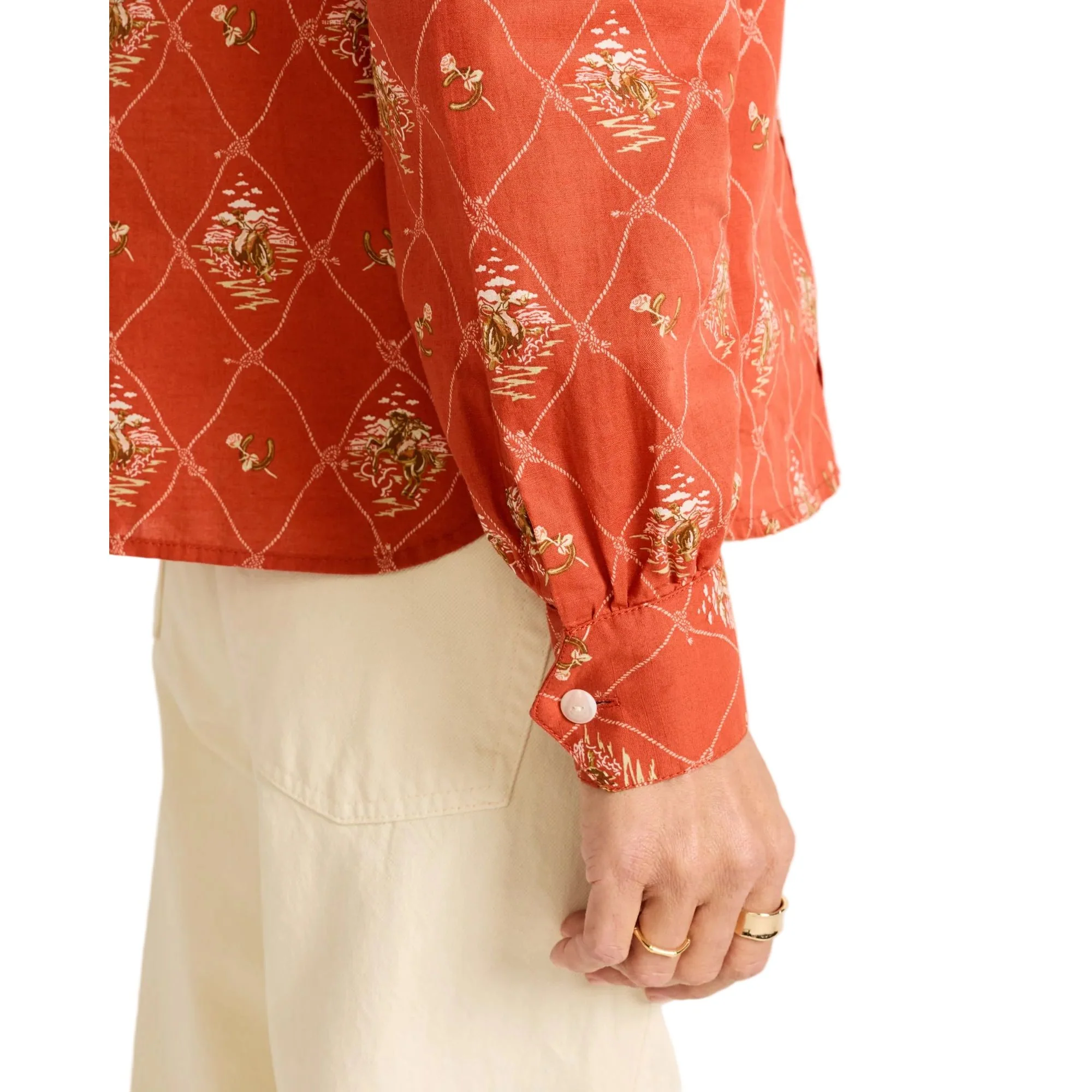 Women's Pendleton Cowgirl Lattice Winona Puff Sleeve Shirt TM661-84010 - Image 4