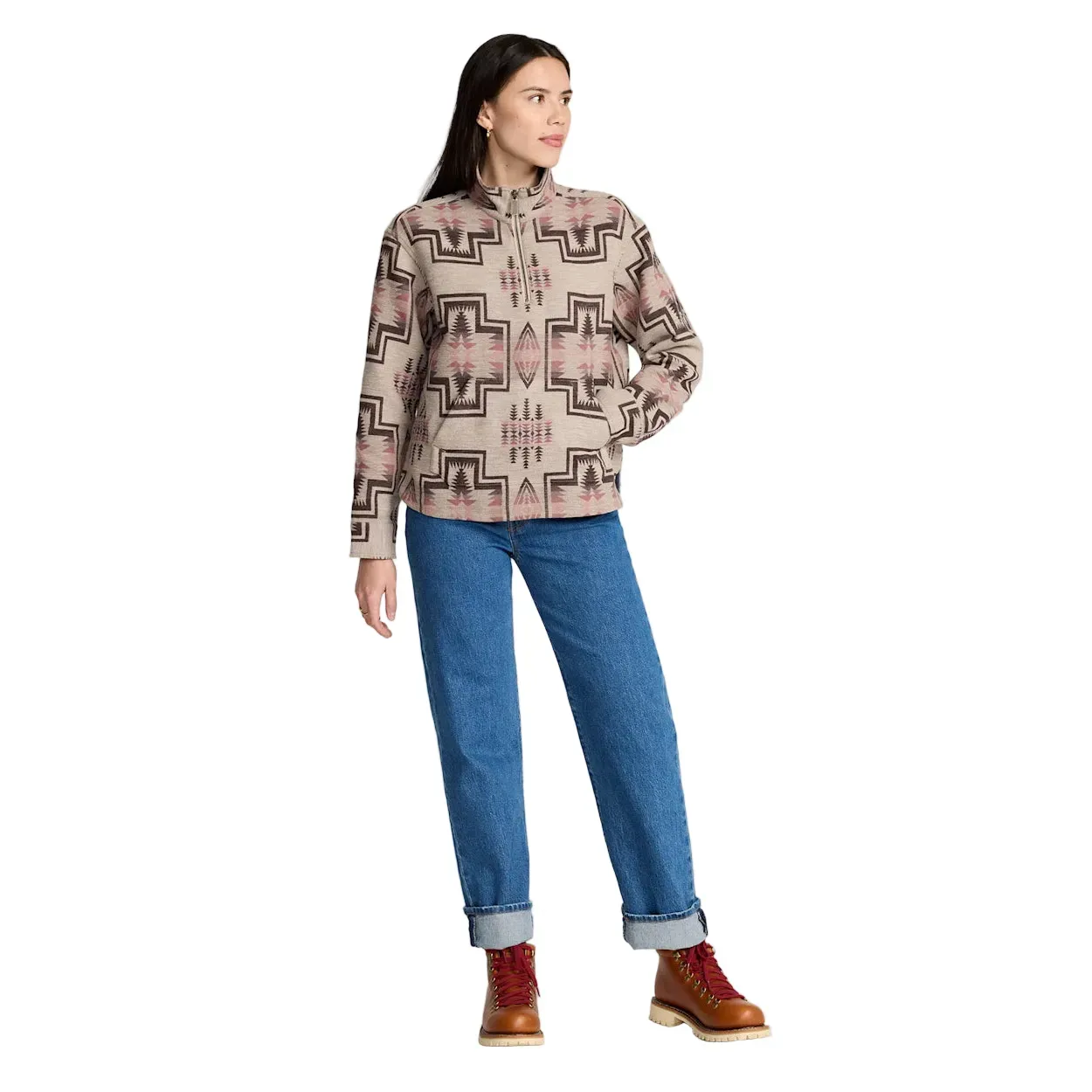 Women's Pendleton Harding Cotton Chamois Half-zip Pullover TM635-69979 - Image 6