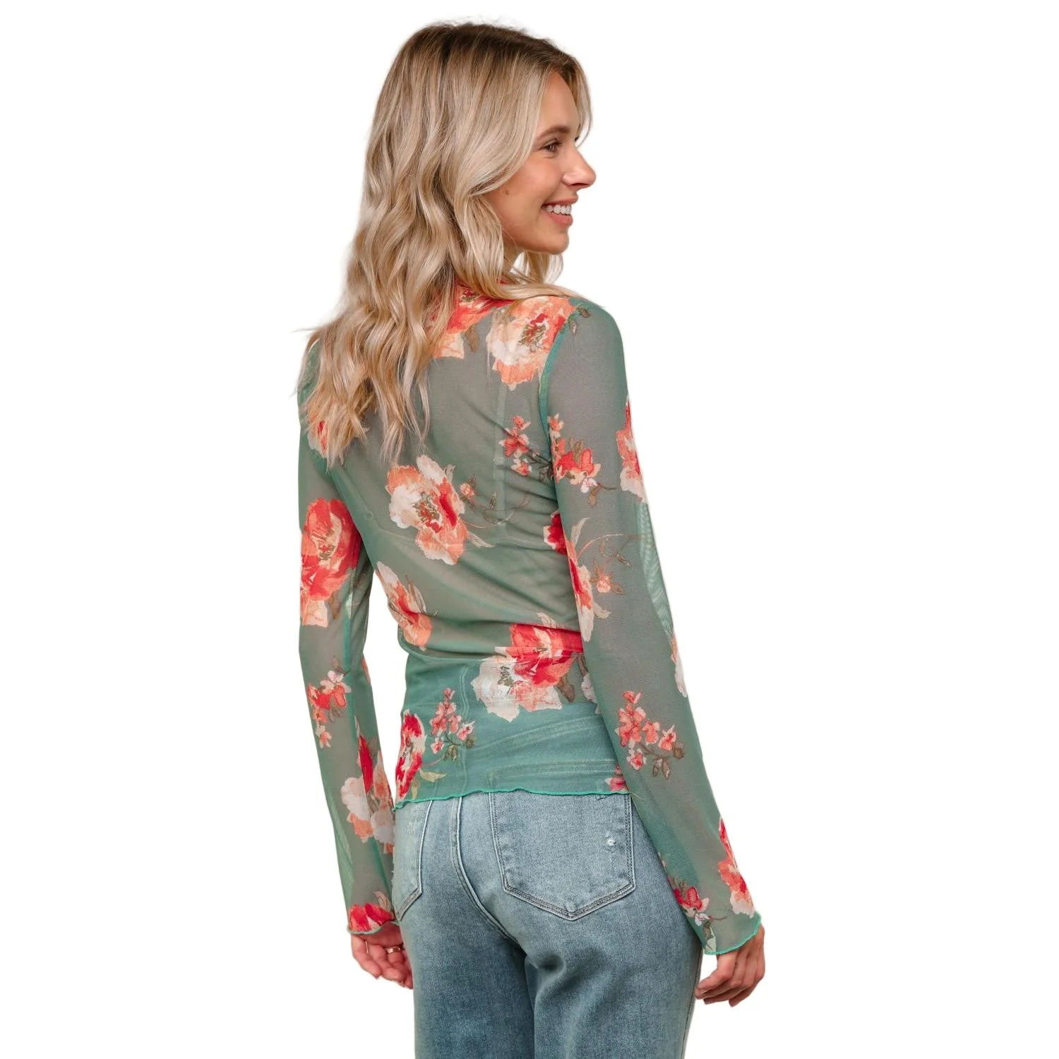 Women's Plus High Neck Semi Sheer Top - Image 7